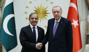 Shehbaz, Erdogan urge Gaza ceasefire, push for Palestine state, and boost Pakistan-Turkiye economic, defense ties. [Image via PMO]