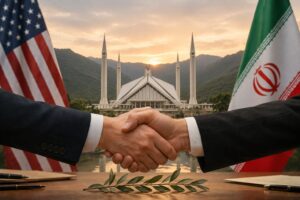 An AI generated image depicting Islamabad accord.