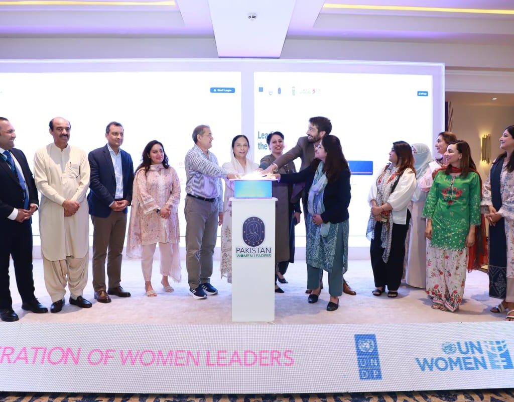 Representatives from partner organizations and Pakistani institutions jointly inaugurate the Pakistan Women Leaders Mentorship Programme, an initiative designed to strengthen women’s political leadership across Pakistan. [Image Courtesy: UN Women, TDEA